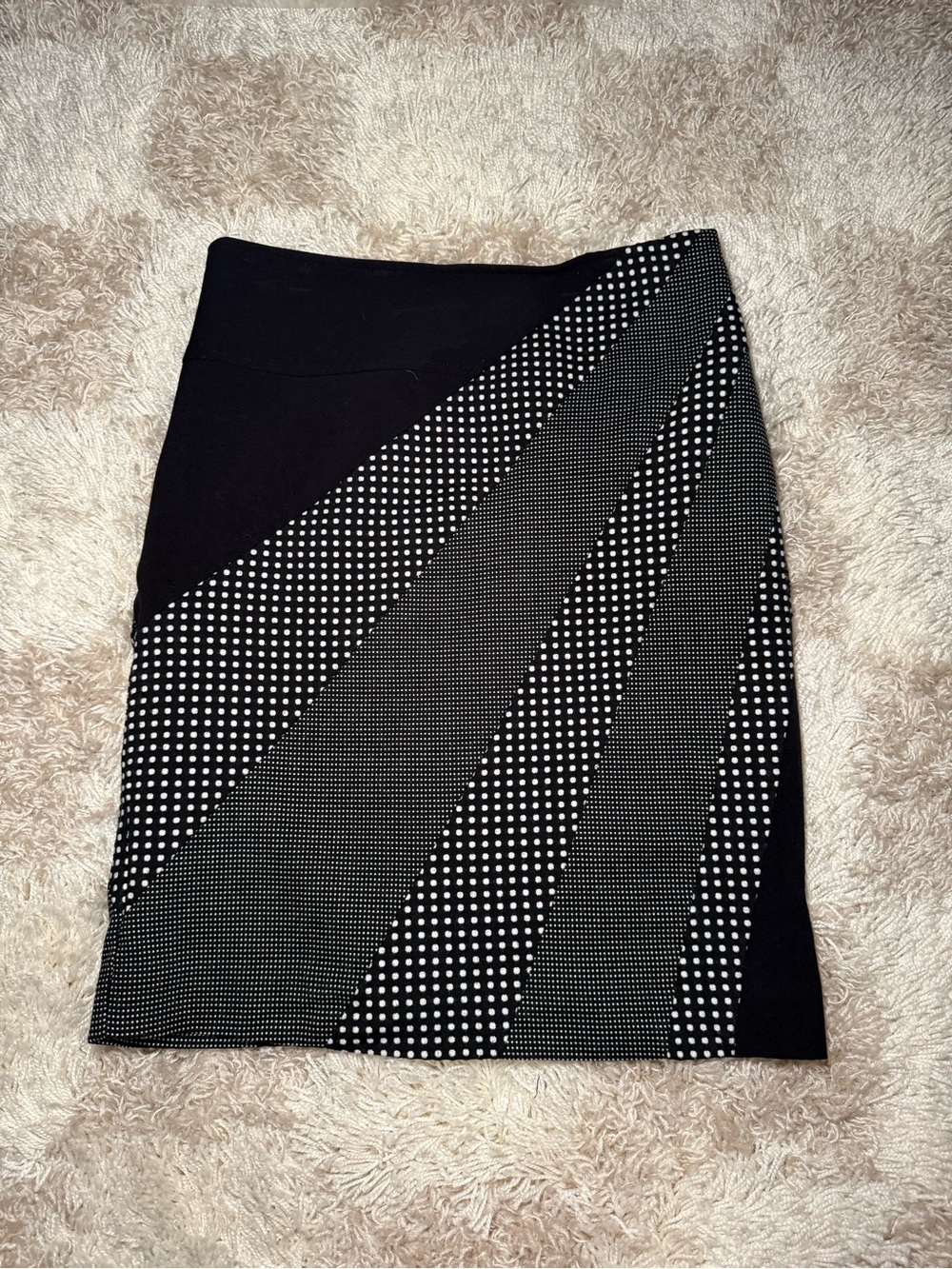 Worthington Black and White Polka Dot Paneled Pencil Skirt